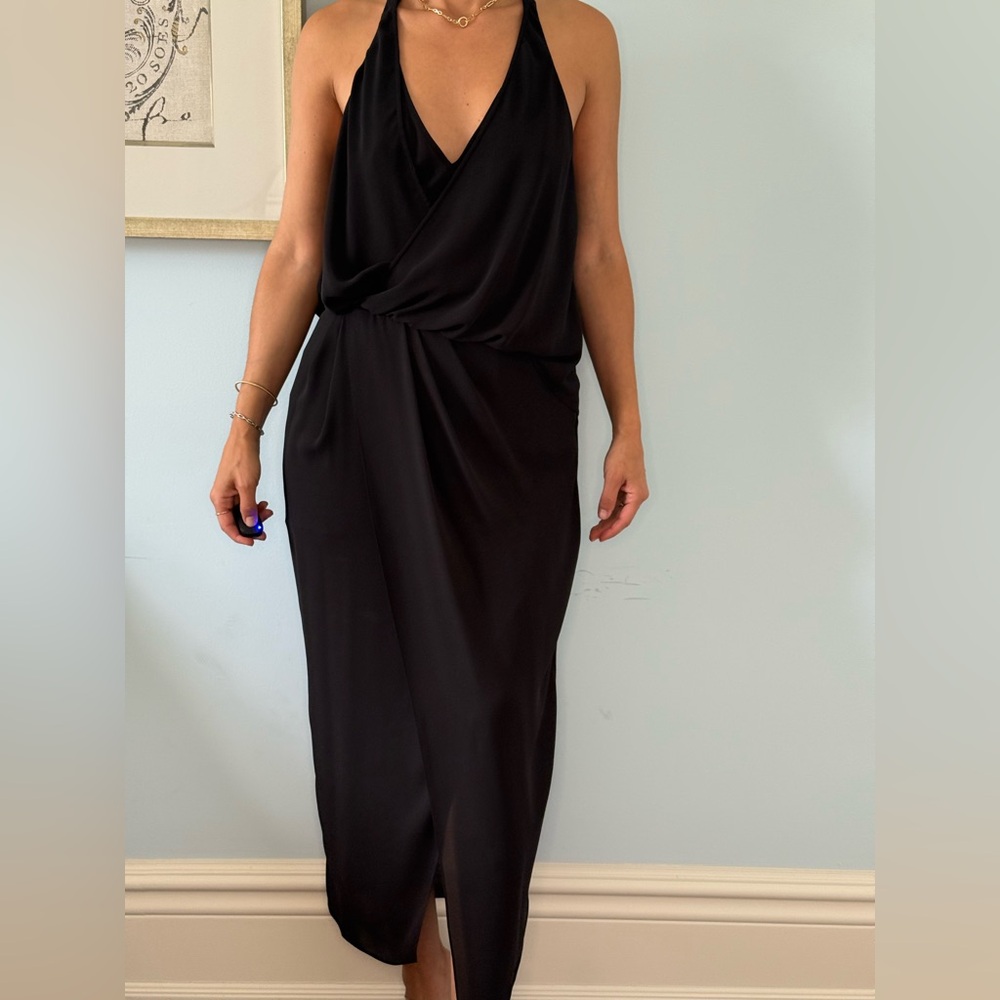 Elizabeth and James Elegant Black Halter Dress